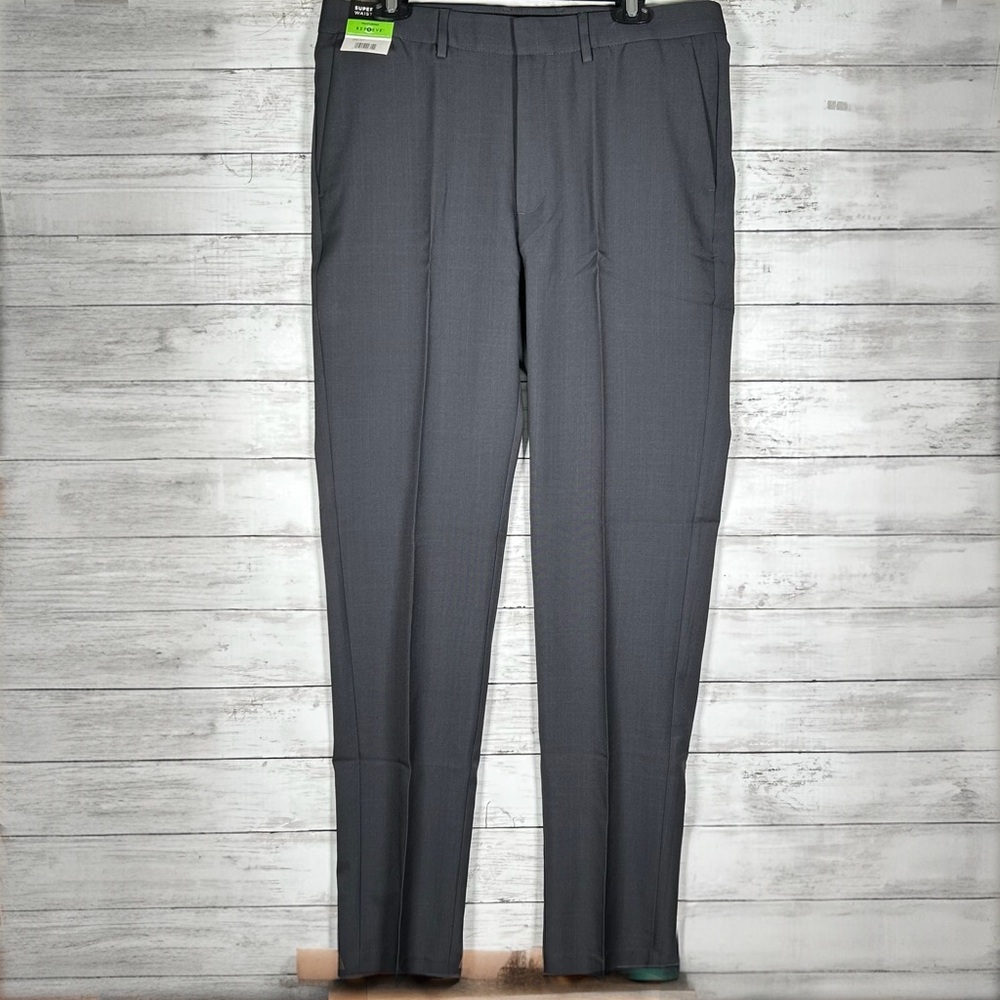 Kenneth Cole Performance Pant Slim Fit Super Flex Waistband Charcoal 34x34 NWT